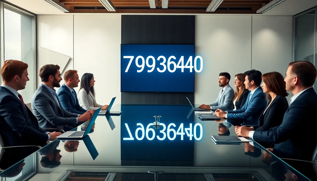 professionals discussing the significance of identification number 7709236400 in an office.